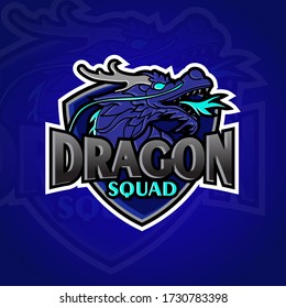 Ilustración vectorial gráfico de dragón azul en estilo de logotipo de deportación. Es bueno para usar para juegos de activos gráficos comunitarios.