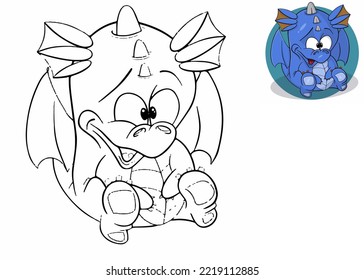 Illustration vector graphic of blue dragon good for children coloring