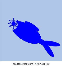 illustration vector graphic of blue fish that eat bad viruses like corona virus covid-19 concept design