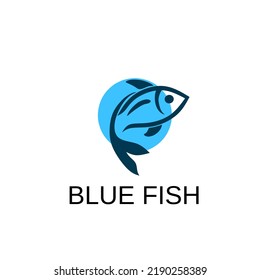 Ilustración vectorial gráfico de peces azules con color azul de círculo de fondo perfecto para el diseño de la plantilla de logotipo cualquier