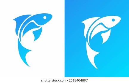 illustration vector graphic of blue fish logo design template