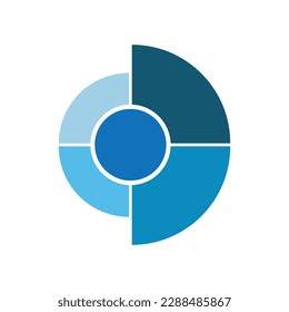 Gráfico vectorial de ilustración del diagrama de semicírculo azul. estilo de diseño plano. adecuado para presentaciones, puntos de potencia, estudios, etc. diseño de plantillas vectoriales