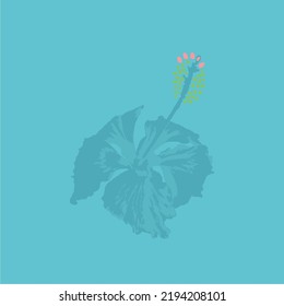 illustration vector graphic of blue hibiscus rosa in vertical or portrait position with light blue background