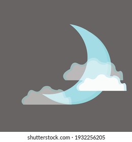 Illustration vector graphic of blue moon cartoon perfect for wallpaper or background.
