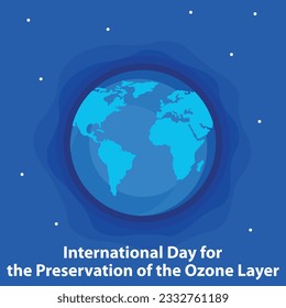 ilustración vectorial de la tierra del planeta azul cubierta por la capa de ozono, perfecta para el día internacional, preservación de las capas de ozono, celebración, tarjeta de saludo, etc.