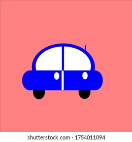illustration vector graphic of blue saloon car design with red background