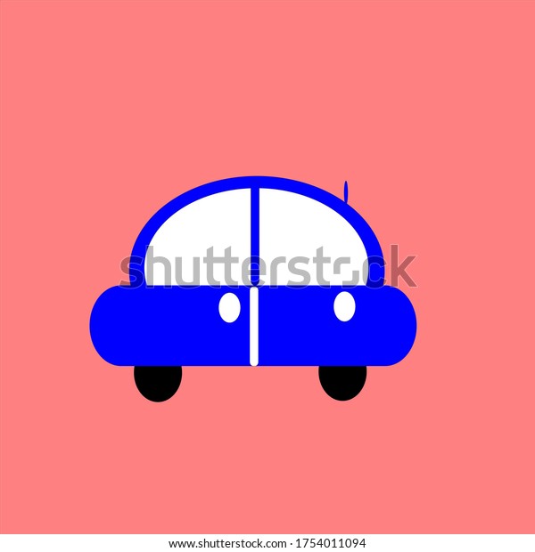 illustration vector graphic of blue saloon car\
design with red\
background
