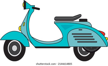 illustration vector graphic of blue scooter transportation.flat vector illustration isolated on white background.