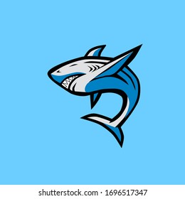 Ilustración vectorial gráfico del icono del tiburón azul