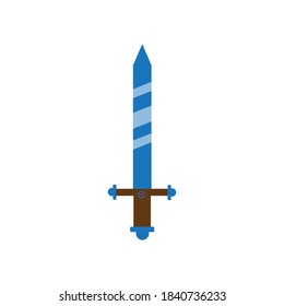 Ilustración vectorial gráfica de la espada azul. Fondo blanco. Apto para pegatinas de libros y diseños de ropa.