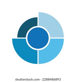 Illustration vector graphic of blue three-quarter circle diagram. flat design style. suitable for use for presentations, power point, study, etc. design vector templates.