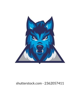 Ilustración vectorial gráfico para el logo de la cabeza de lobo azul, bueno para el logo de geme.