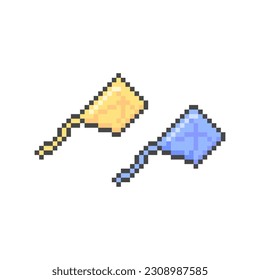 Illustration vector graphic of blue and yellow kites in pixel art style