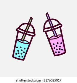 Illustration vector graphic of boba drink