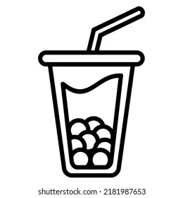 Illustration Vector Graphic of boba drink, bubble tea, tea cup glass icon