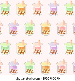 Illustration vector graphic of boba pixel background