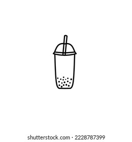 illustration vector graphic of boba tea Lineart perfect for brand logo, coloring book and design 