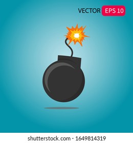 Illustration vector graphic of bomb with burning wick