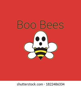 Illustration vector graphic of boo bees, cartoon bee, cartoon ghost. Perfect for T-shirt design.