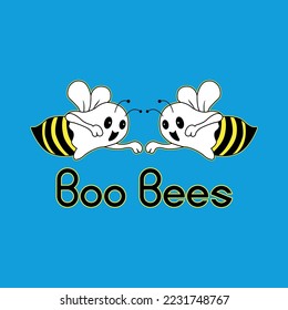 Illustration vector graphic of boo bees, cartoon bee, cartoon ghost. Perfect for T-shirt design