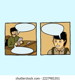 Illustration vector graphic "BOOKS OR COMICS LAYOUT DESIGN 16" you can use it to make books or comics and text balloons are available for adding text

