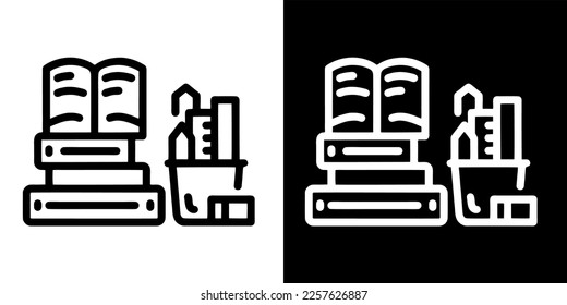 Illustration Vector Graphic of  books stationary, study, school read icon. Black line icon.