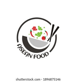 illustration vector graphic of bowl filled with chilies, green vegetables and tomatoes, accompanied by chopsticks, perfect for food, restaurant, cafe, business, etc.