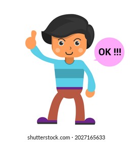 illustration vector graphic of Boy OK sign. perfect for illustration, sticker, kids book illustration, etc