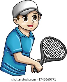 Illustration, Vektorgrafik von Jungen, die Tennis spielen. Ideal für T-Shirt-Bild, Symbol, Symbol, etc.

