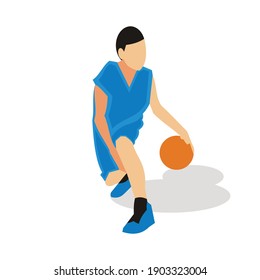 illustration vector graphic of a boy is playing basketball, perfect for sport, education, etc.

