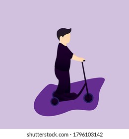 Illustration vector graphic of boy riding scooter.
Perfect to use for social media content.