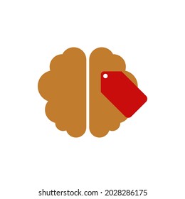 Ilustración Gráfica vectorial del logotipo de la etiqueta de precio del cerebro. Perfecto para la compañía tecnológica