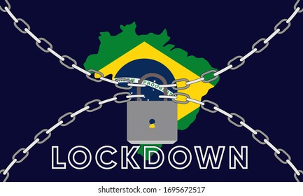 Ilustración vectorial gráfico de Bloqueo de Brasil. Prohibido salir del país de Brasil. ilustración vectorial EPS10. vector de cadenas y candados.