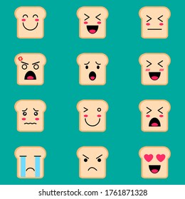 Illustration vector graphic of bread emoticon set