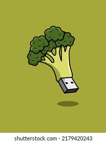 Illustration vector graphic of Broccoli USB Cable