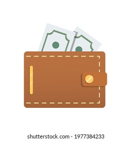 Illustration vector graphic of Brown wallet filled with money