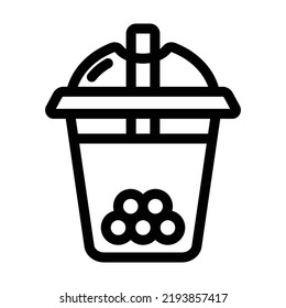 Illustration vector graphic of bubble tea with outline style on a white background. Suitable for restaurant, 
food apps, website projects and more.