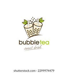 Illustration vector graphic of bubble tea drink concept logo design template on white background