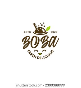 Illustration vector graphic of bubble tea drink concept logo design template on white background