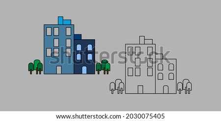 illustration vector graphic of building. can be used as a coloring book template, background etc.