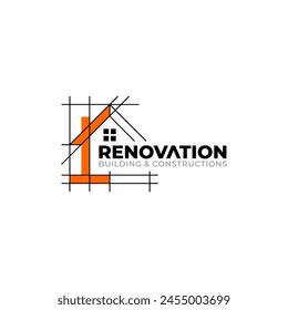 Illustration vector graphic of building renovation, construction, and home repair concept logo design template	
