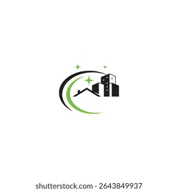 Ilustración Vector gráfico de renovación de edificios, construcción y concepto de reparación del hogar diseño de logotipo de diseño de logotipo de Plantilla edificio y carretera, camino, ciudad, torre, construcción, símbolo, ícono, Vector, idea