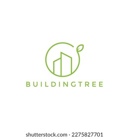 illustration vector graphic building tree logo design environmentally friendly