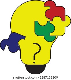 illustration vector graphic of bulb and puzzle good for education design decoration