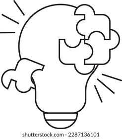 ilustración vectorial gráfico de bombilla y contorno de rompecabezas bueno para el diseño educativo