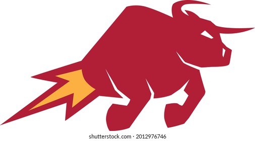 Illustration vector graphic of bull. concept of rocket simple and minimalist. 