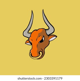 illustration vector graphic bull head illustration, good for template design, mascot, icon, logo, cartoon illustration, product design, merchandise design, etc