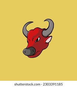 illustration vector graphic bull head illustration, good for template design, mascot, icon, logo, cartoon illustration, product design, merchandise design, etc