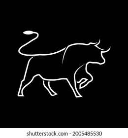 illustration vector graphic of bull logo with white line art
