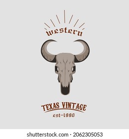 illustration vector graphic of bull old west concept,texas vintage design suitable for background,poster,print,etc.